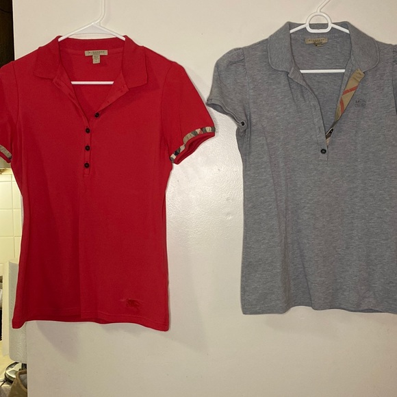 Burberry Tops - 2 Burberry Women' s Polo Shirts, small, Gray, Pink.
